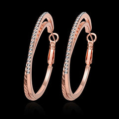 Women's Austrian Crystal CZ Dual Rose Gold Plated Hoop Earrings