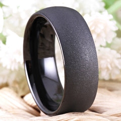 Men's 8mm Classic Domed Brushed Gunmetal Tungsten Carbide Ring