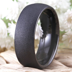 Men's 8mm Classic Domed Brushed Gunmetal Tungsten Carbide Ring