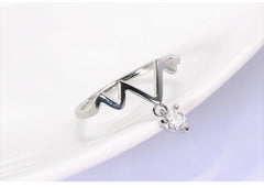 Women's Zigzag Pattern Heart Pendant CZ Rose Gold Plated Ring