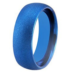 Women's 8mm Brushed Blue Tungsten Carbide Ring