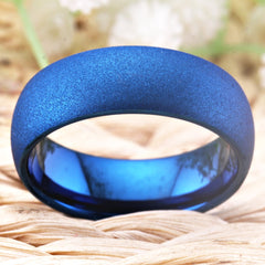 Women's 8mm Brushed Blue Tungsten Carbide Ring