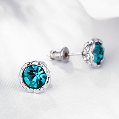 Women's Rose Gold Multicolor CZ Stud Earrings