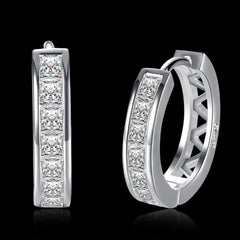 Women's Small Hoop Austrian CZ Silver Plated Earrings