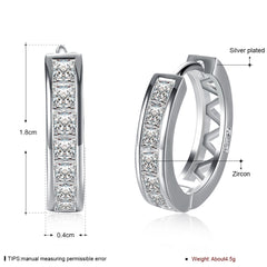 Women's Small Hoop Austrian CZ Silver Plated Earrings