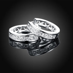 Women's Small Hoop Austrian CZ Silver Plated Earrings