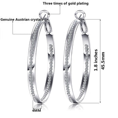 Women's Classic Rhinestone Silver Plated CZ Hoop Earrings