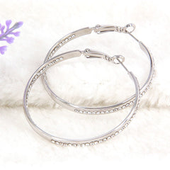 Women's Classic Rhinestone Silver Plated CZ Hoop Earrings