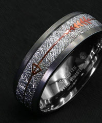 Men's 8mm Rock Gray Inlay Rose Gold Arrow Tungsten Carbide Ring