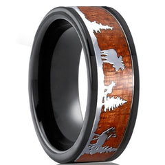 Men's 8mm Hunting Wood Inlay Tungsten Carbide Ring