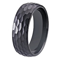 Men's 8mm Hammered Dome Black Gun Metal Tungsten Carbide Ring