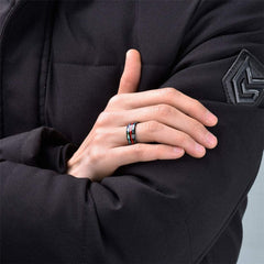 Men's 8mm Red Opal Inlaid Abalone Shell Tungsten Carbide Ring