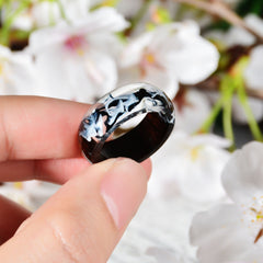 Women's 8mm 'Wood and Lava' Acetate Acrylic Ring