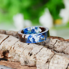 Women's 6mm 'Wood Amalgam | Koa and BlueStone' Acetate Acrylic Ring