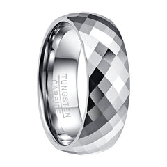 Men's 8mm Multi-Faceted High Polished Tungsten Carbide Ring