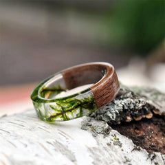 Women's 6mm 'Natural Suspension' Wood and Acetate Acrylic Ring