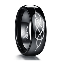 Men's 8mm Laser Etched Knot Black Tungsten Carbide Ring