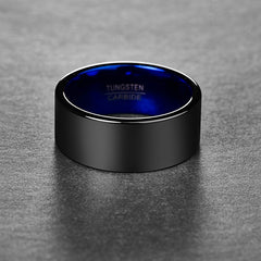 Men's 10mm Classic Black | Blue Inner Tungsten Carbide Ring