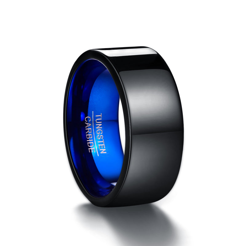 Men's 10mm Classic Black | Blue Inner Tungsten Carbide Ring