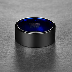 Men's 10mm Classic Black | Blue Inner Tungsten Carbide Ring
