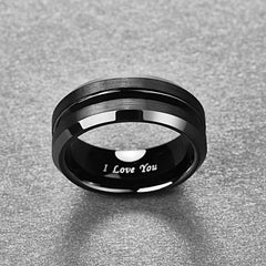 Men's 8mm Frosted Gun Metal Black Tungsten Carbide Ring