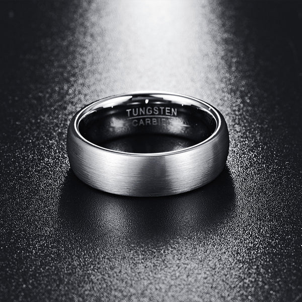 Men's 7mm Brushed Silver Tungsten Carbide Ring