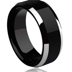 Men's 8mm High Polish Black Tungsten Carbide Ring