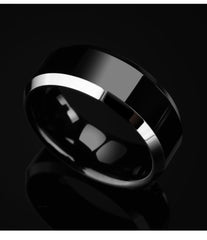Men's 8mm High Polish Black Tungsten Carbide Ring