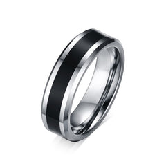 Men's 6mm Silver and Black Inner Tungsten Carbide Ring