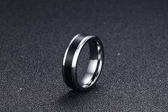 Men's 6mm Silver and Black Inner Tungsten Carbide Ring