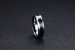 Men's 6mm Silver and Black Inner Tungsten Carbide Ring