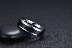 Men's 6mm Silver and Black Inner Tungsten Carbide Ring