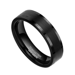 Men's 6mm Simple Fashion High Polish Matte Groove Tungsten Carbide Ring