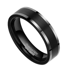 Men's 6mm Simple Fashion High Polish Matte Groove Tungsten Carbide Ring