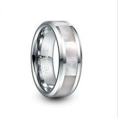 Men's 8mm Pearl Shell Inlay Tungsten Carbide Ring