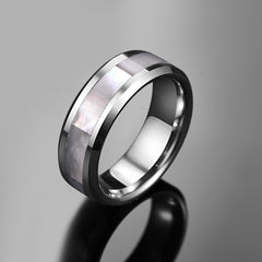 Men's 8mm Pearl Shell Inlay Tungsten Carbide Ring