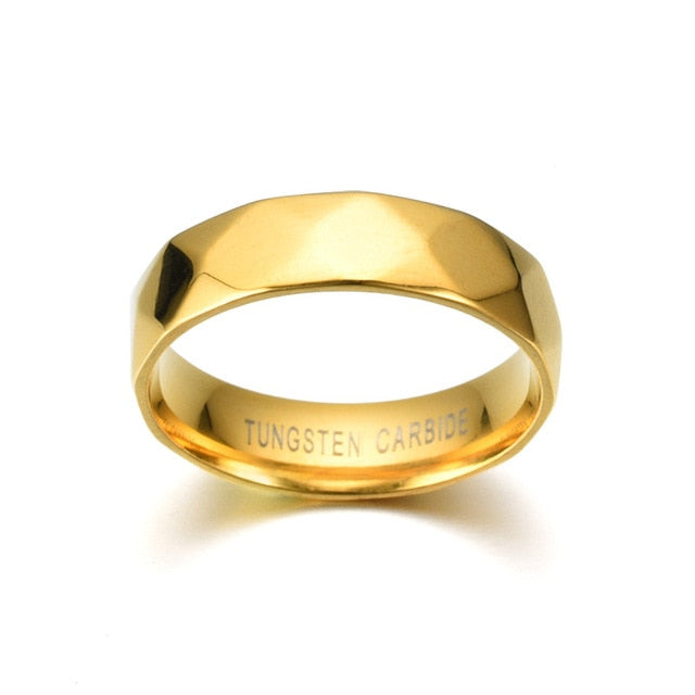 Men's 6mm Geometric Gold Tungsten Carbide Ring
