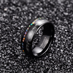 Men's 9mm Black Imitation Vermiculite Tungsten Carbide Ring