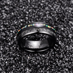 Men's 9mm Black Imitation Vermiculite Tungsten Carbide Ring