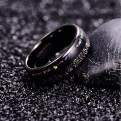 Men's 9mm Black Imitation Vermiculite Tungsten Carbide Ring