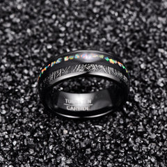 Men's 9mm Black Imitation Vermiculite Tungsten Carbide Ring