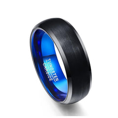 Men's 8mm Teel Inner Rounded Bevel Edge Black Tungsten Carbide Ring