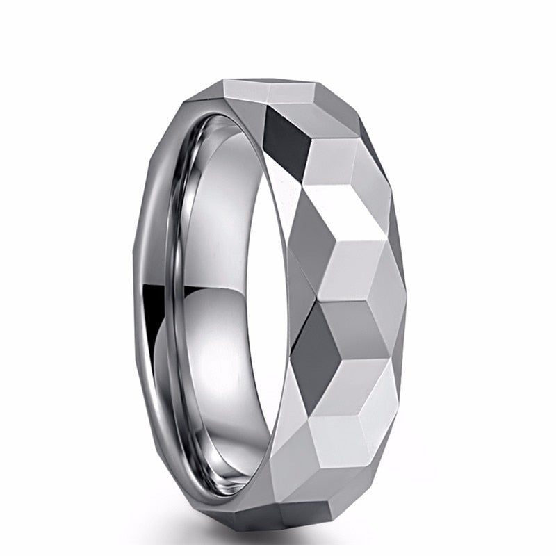 Men's 8mm Silver Hammered Tungsten Carbide Ring