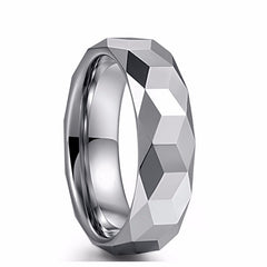 Men's 8mm Silver Hammered Tungsten Carbide Ring