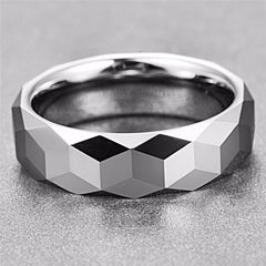 Men's 8mm Silver Hammered Tungsten Carbide Ring