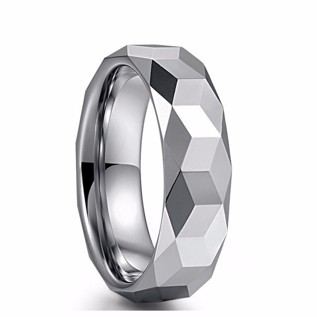 Men's 8mm Silver Hammered Tungsten Carbide Ring