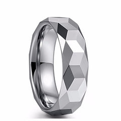 Men's 8mm Silver Hammered Tungsten Carbide Ring