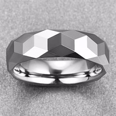 Men's 8mm Silver Hammered Tungsten Carbide Ring