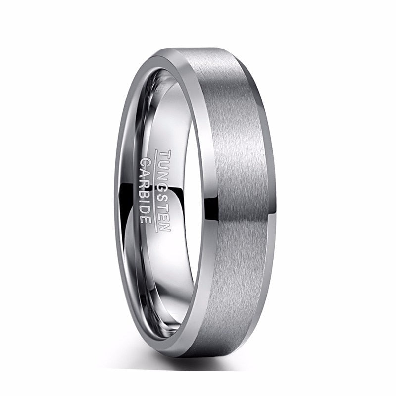 Men's 6mm Classic Tungsten Brushed Silver Tungsten Carbide Ring