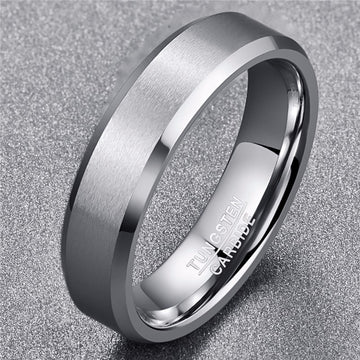 Men's 6mm Classic Tungsten Brushed Silver Tungsten Carbide Ring